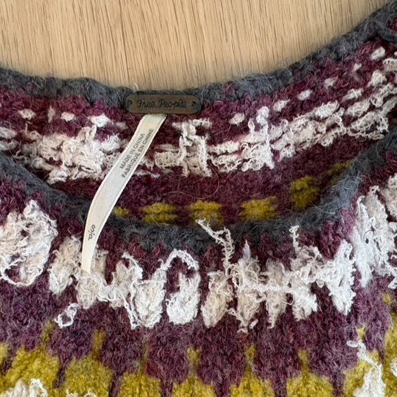 ** Free People Baltic Alpaca Mohair Fair Isle Pullover Sweater Gray S CABINCORE - Picture 7 of 8